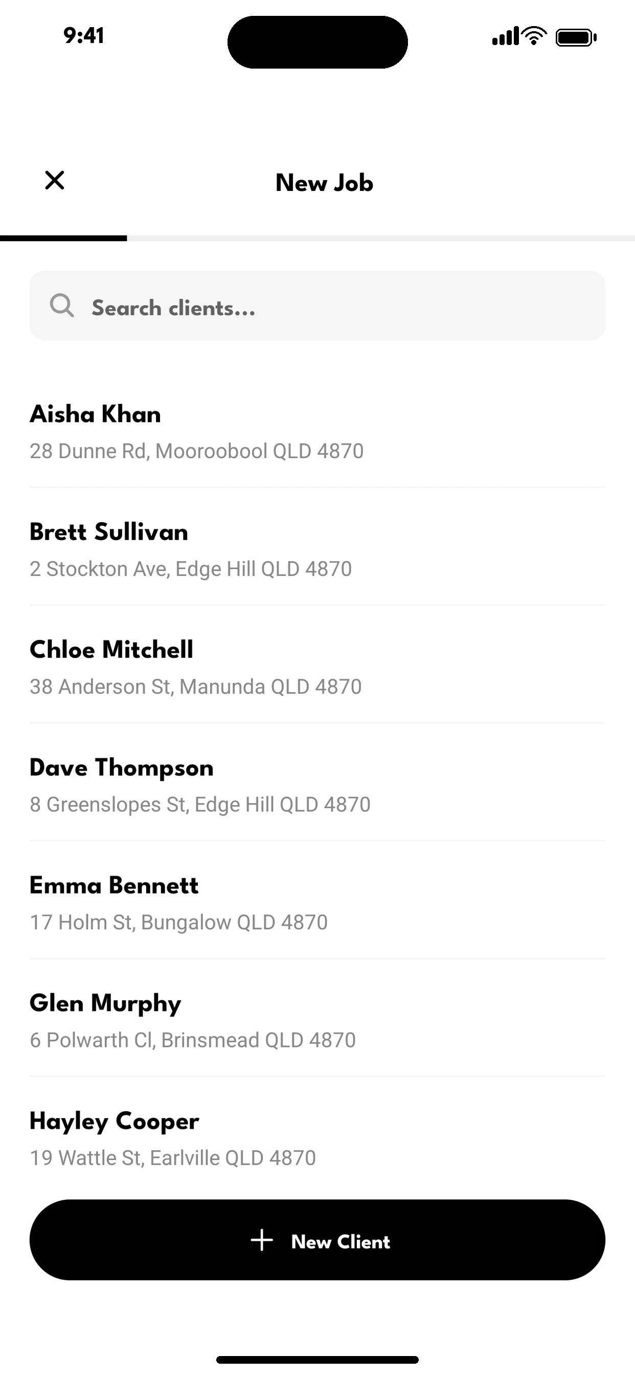 SoloOp new job — search your clients to start booking